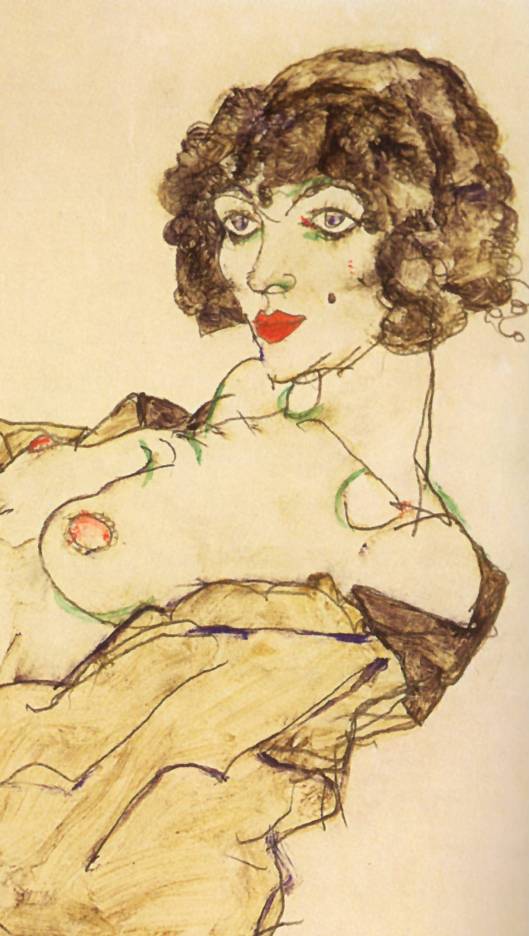 Detalle -Mujer reclinada con medias verdes Egon schiele (1917)