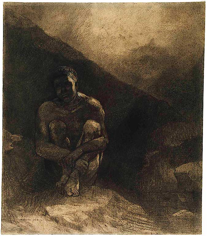 Odilon_Redon_-_Primitive_Man_(Seated_in_Shadow)