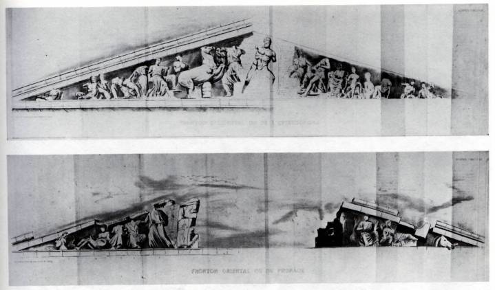 Jacques Carrey, Frontones occidental y oriental del Partenón, 1674