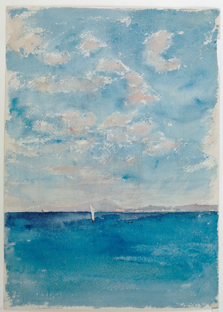 Mar, al fondo el Vesubio