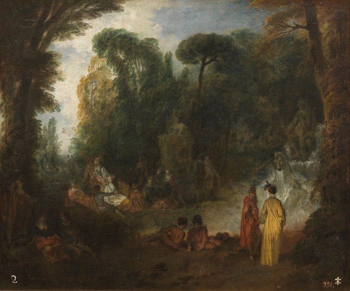 Fiesta en un parque, Jean-Antoine Watteau