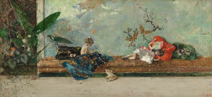 Los hijos del pintor en el salón japonés, Mariano Fortuny y Marsal