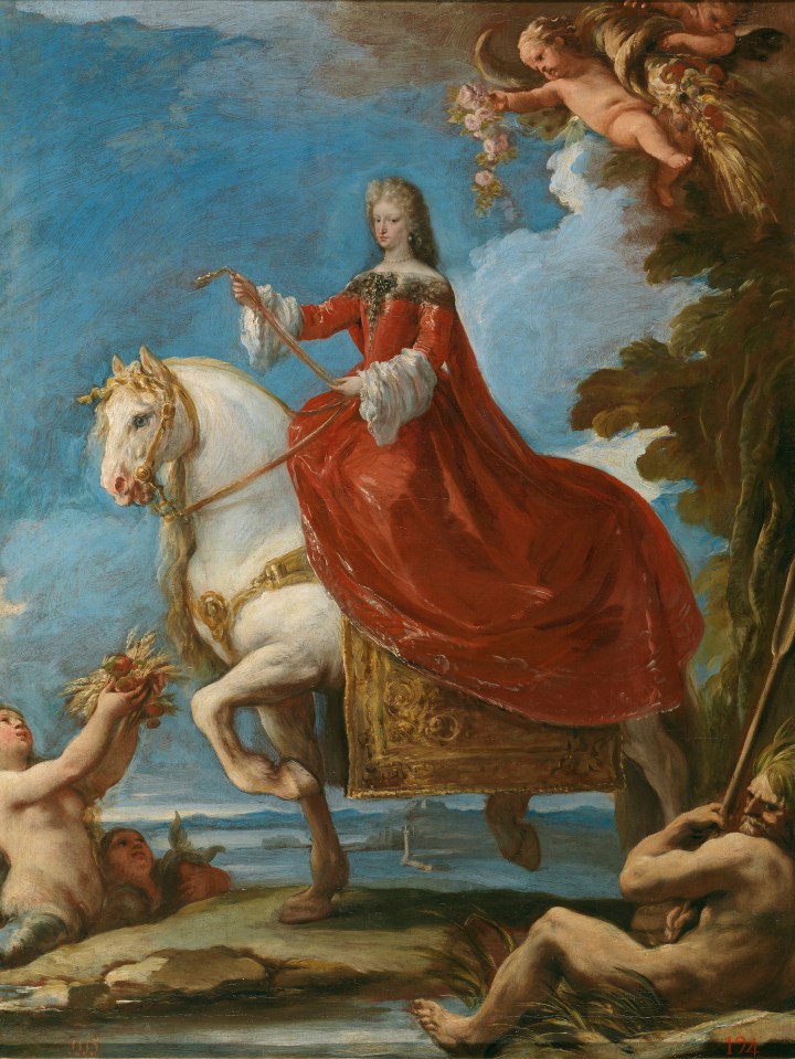 Mariana de Neoburgo, reina de España, a caballo, Luca Giordano
