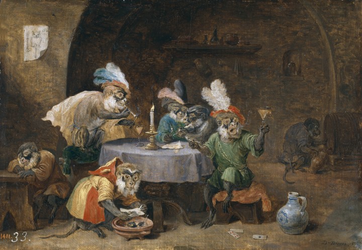 Monos fumadores y bebedores, David Teniers