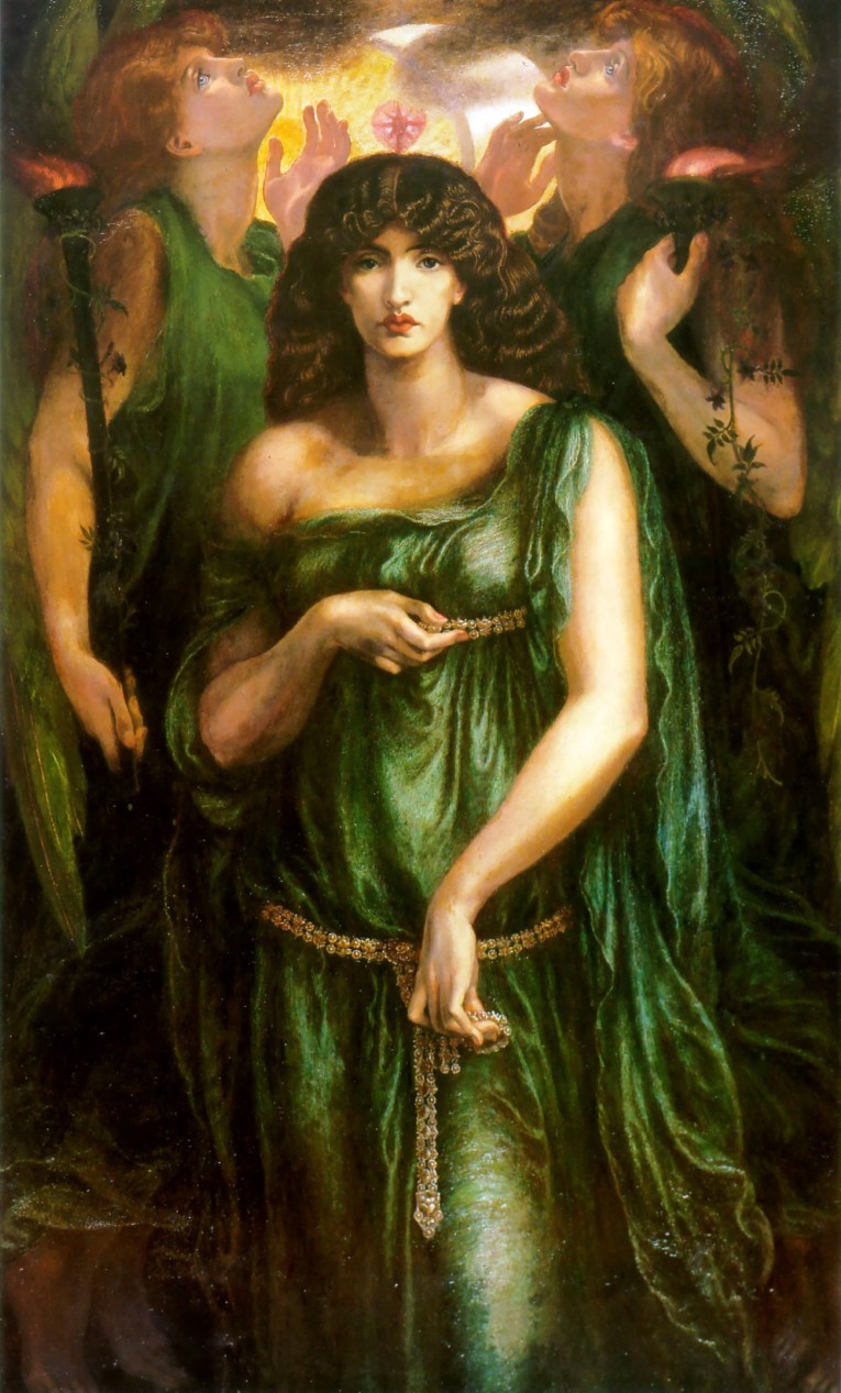 Dante Gabriel Rossetti (1828–1882). Astarte Syriaca, (1877). Óleo sobre lienzo, 182,8 × 106,7 cm. Manchester Art Gallery.