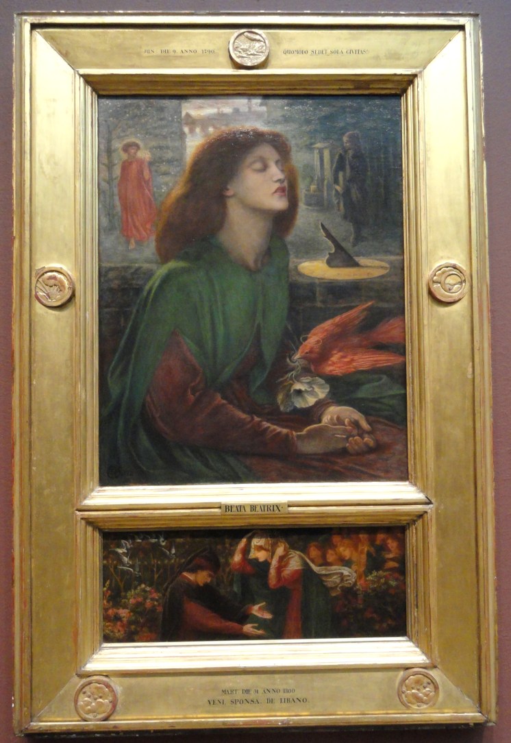 En esta versión Rossetti añadió una predela inferior en la que aparecen Dante y Beatriz. Él mismo realizó también el diseño del marco El mensaje directo de la amapola que esta paloma parece dejar caer sobre las manos de Elisabeth es, sin duda, el de la muerte (traída por el opio), pero la imagen es también símbolo de la castidad y de la propia paz alcanzada por Elisabeth tras su muerte.