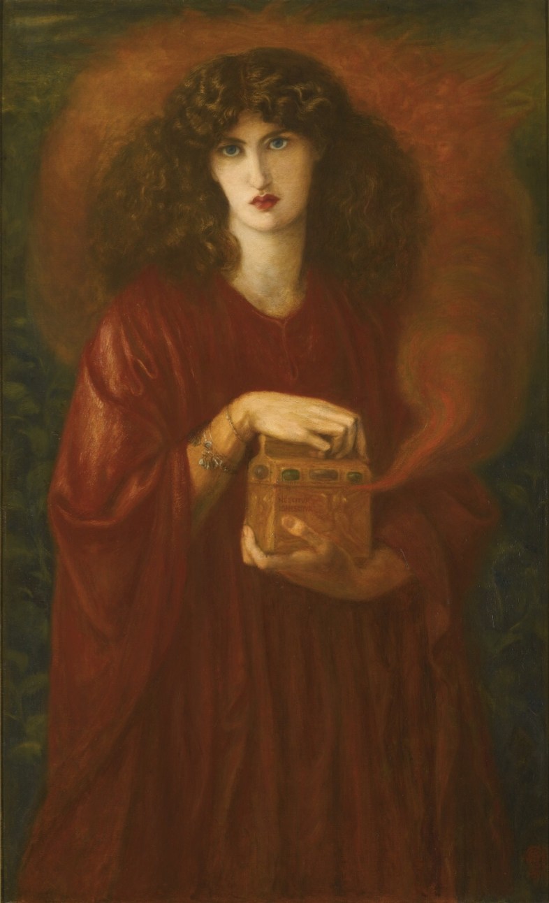 Dante Gabriel Rossetti (1828–1882), Pandora, 1869. Óleo sobre lienzo, 131 × 79 cm. Retrato de Jane Morris. Colección Privada.