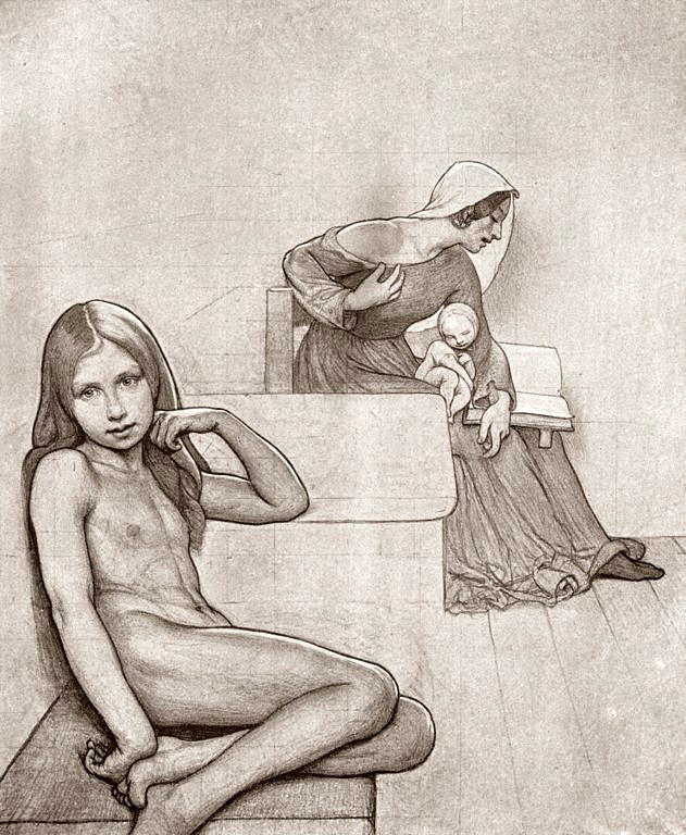 631px-Frederick_Cayley_Robinson_-_study_for_Childhood